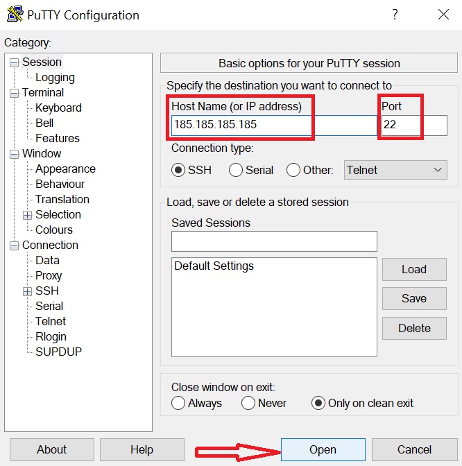 Putty Application Connection